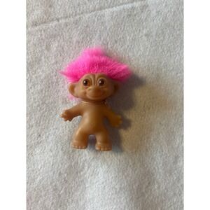 Vintage Russ Berrie Miniature Troll Doll Pink Hair 3 Inch Collectible Toy